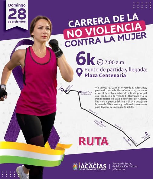 CARRERA DE LA NO VIOLENCIA CONTRA LA MUJER Este domingo 28 de
