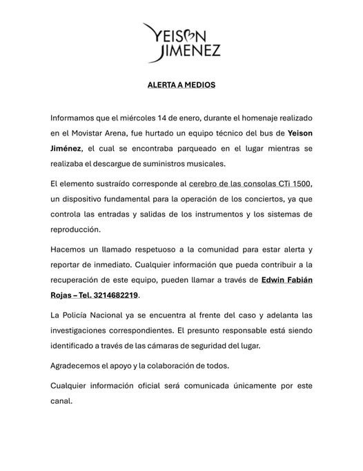 ALERTA A MEDIOS, ROBO DE EQUIPOS Informamos que el miércoles 14 de