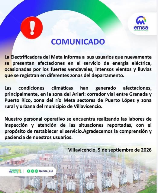 #Electrificadora La Electrificadora del Meta SA ESP, presentó en las últimas horas