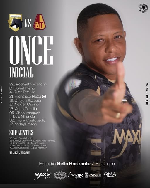 Llaneros tendrá esta nómina inicialista para enfrentar al Deportes Tolima en el